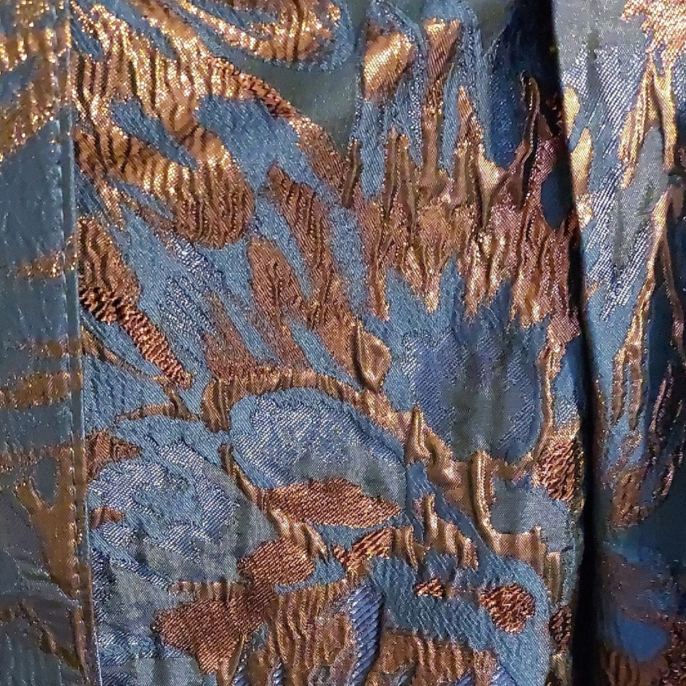Kay Unger Blue and Rose Metallic A-Line Midi Dress - Picture 5 of 9